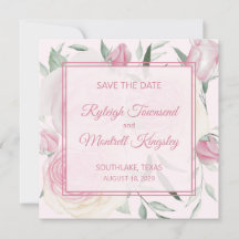 Roses and Shades of Pink Save The Date Card
