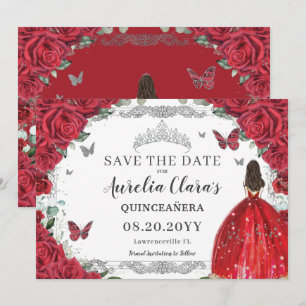 Reserva La Fecha Roses Rojas Vestido Floral Quinceanera Dulce Dieci