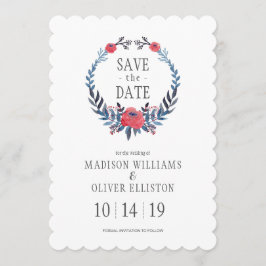 Reserva La Fecha Roses rojos de color de agua floral de Boho | Rese