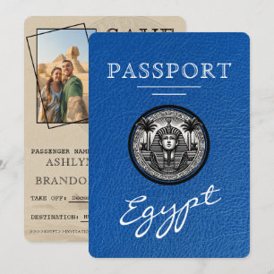 Reserva La Fecha Royal Blue Egipto Pasaporte Boda Save the Date