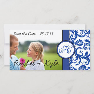 Reserva La Fecha Royal Blue Vintage moderna Damask Save the Date