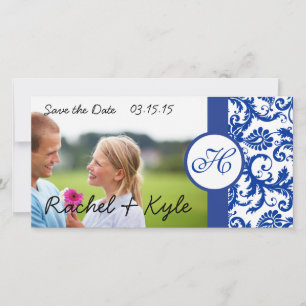 Reserva La Fecha Royal Blue Vintage moderna Damask Save the Date