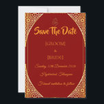 Reserva La Fecha Royal Indian Marriage Announcement<br><div class="desc">Announce your big day in royal style with this Indian Traditional Red & Gold Save the Date Template. Designed with a rich red background symbolizing love and prosperity, and accented with elegant gold mandala and floral motifs, this card perfectly captures the beauty of an Indian wedding celebration. ✨ Perfect for:...</div>