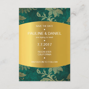 Reserva La Fecha Royal Save The Date Golden Green Velvet Vip