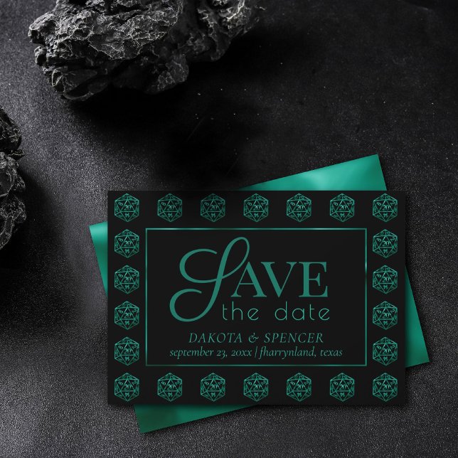 Reserva La Fecha RPG Dice | Esmeralda Fantasía Tabletop Retro Gamer (Subido por el creador)