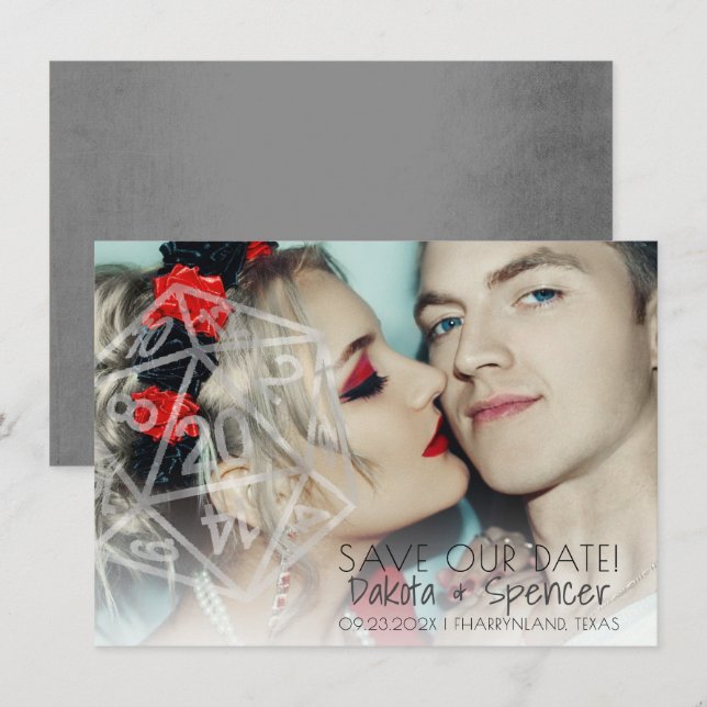 Reserva La Fecha RPG Dice | Foto clásica de jugador de tablero de f (Anverso / Reverso)