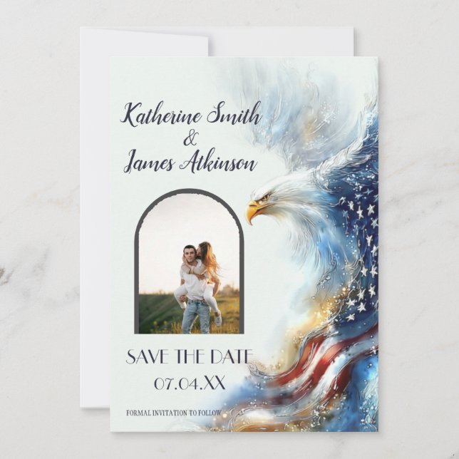 Reserva La Fecha RSVP Bald Eagle Patriotic USA Semiquincentennial (Anverso)