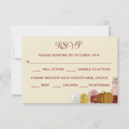 Reserva La Fecha RSVP de Calabaza Floral Rustica de Otoño