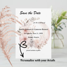 Rubor Boho Pampas Grass Save the Date Card