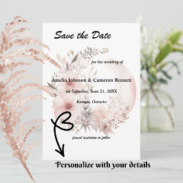 Reserva La Fecha Rubor Boho Pampas Grass Save the Date Card