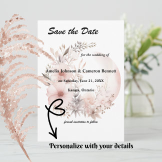 Reserva La Fecha Rubor Boho Pampas Grass Save the Date Card