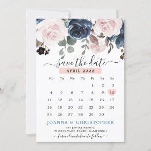 Reserva La Fecha Rubor Floral Botánico Azul Polvoriento Rosa de Bod