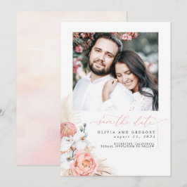 Reserva La Fecha Rubor Pampas Grass Save The Date Photo