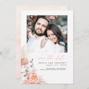Reserva La Fecha Rubor Pampas Grass Save The Date Photo