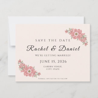 Reserva La Fecha Rubor Personalizado Aquarela Floral Jardín Boda
