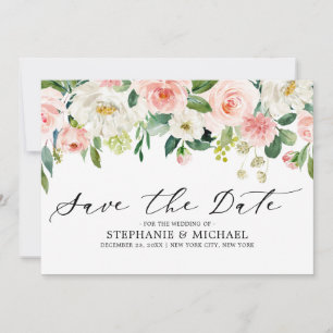 Reserva La Fecha Rubor Pink Florals Boda botánico moderno