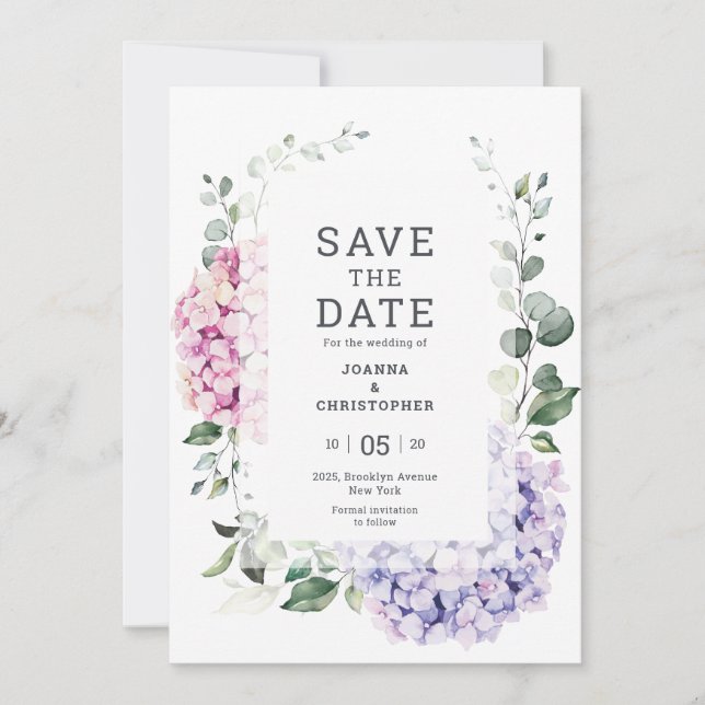 Reserva La Fecha Rubor Pink Florals Boda botánico moderno (Anverso)