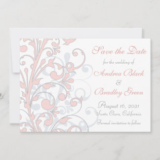 Reserva La Fecha Rubor Pink, Gray, White Wedding Salva la fecha