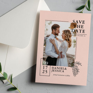 Reserva La Fecha Rubor Pink Modern Photo Wedding Salva La Fecha