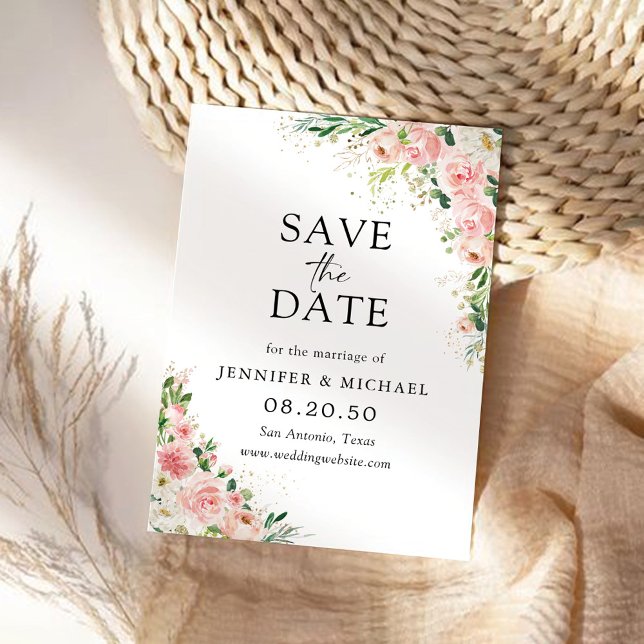 Reserva La Fecha Rubor Pink Rose Gold Save The Date Card (Subido por el creador)