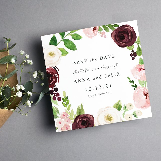 Reserva La Fecha Rubor Romance Square Save the Date Card (Subido por el creador)