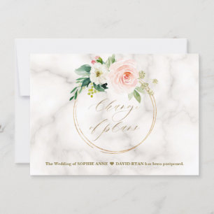 Reserva La Fecha Rubor Rosa Floral Dorado Boda Cambio De Planes