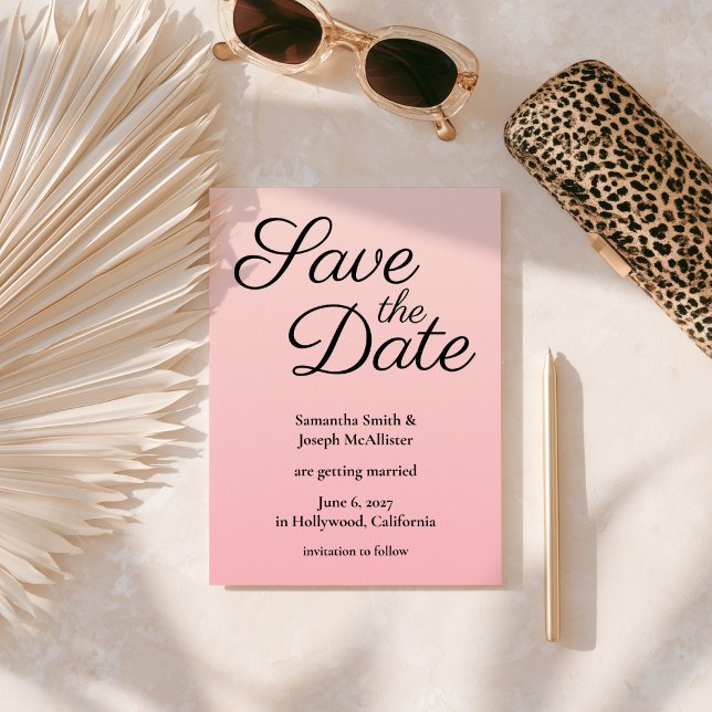 Reserva La Fecha Rubor Rosa Ómbre (Pink Blush Ombre Save The Date)