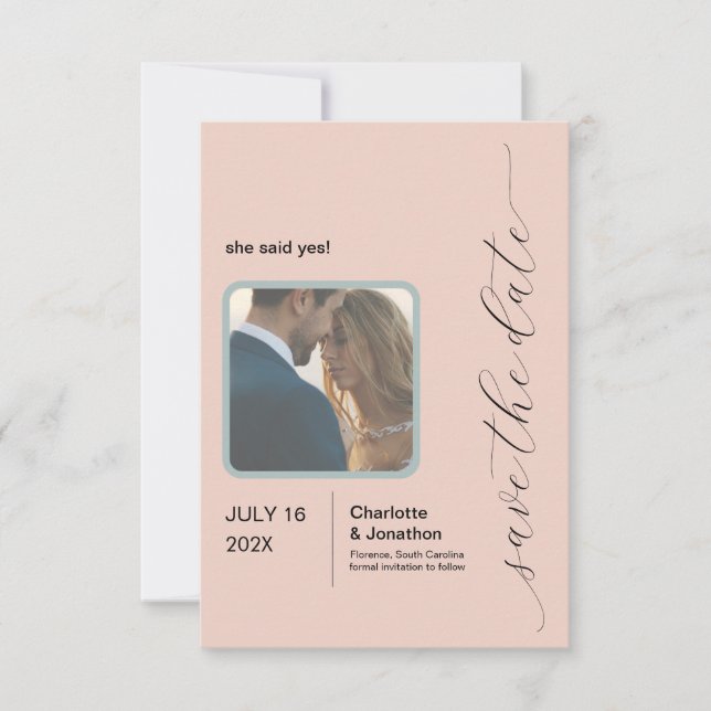 Reserva La Fecha Rubor simple | Sage Modern Save the Date (Anverso)