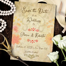 Reserva La Fecha Rustic Baroque Floral Sacred Heart Mexican Wedding