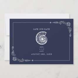 Reserva La Fecha Rustic Beach Wedding Dark Blue Save The Date