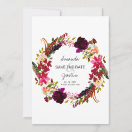 Reserva La Fecha Rustic Boho Floral Wreath Salva al Boda de la fech