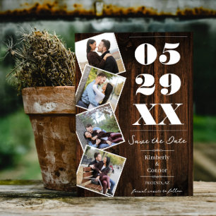 Reserva La Fecha Rustic Bold Four Photo Save the Date