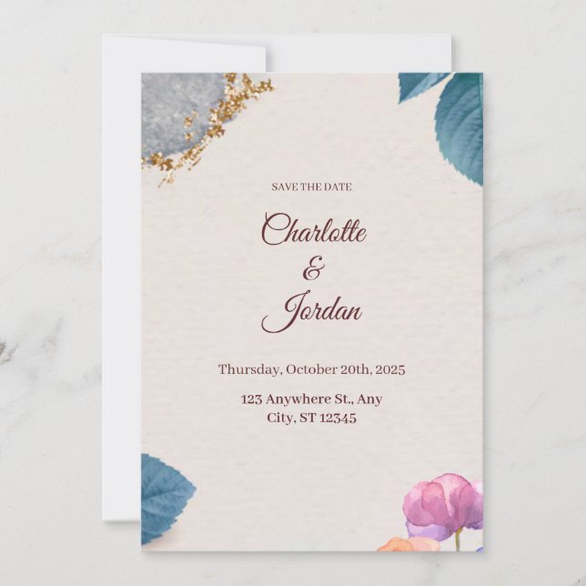 Reserva La Fecha Rustic Botanical Save the Date Card (Anverso)