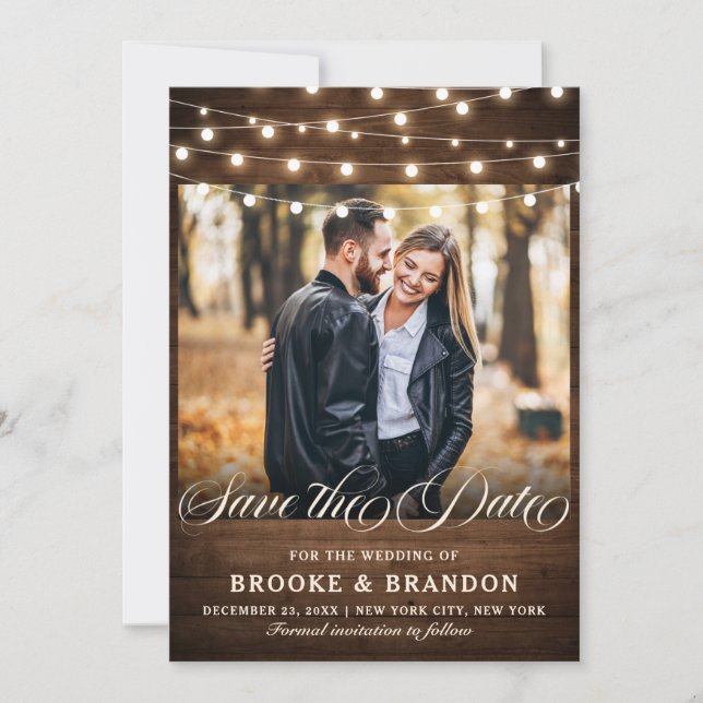 Reserva La Fecha Rustic Burgundy Floral String ilumina Mason Jar (Anverso)