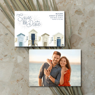 Reserva La Fecha Rustic Coastal Beach Wedding Photo Save the Date