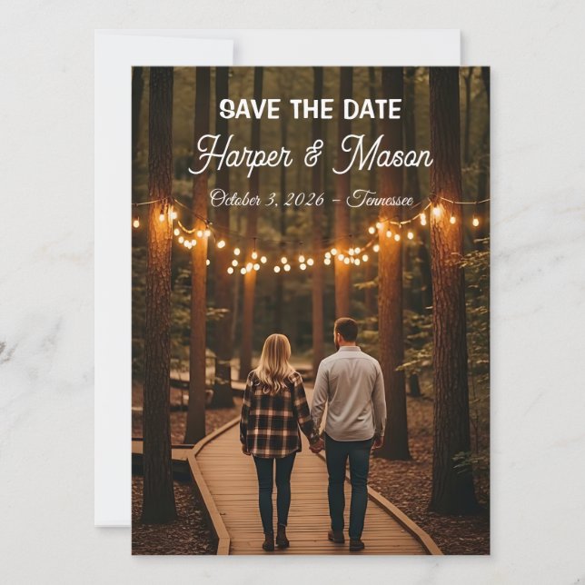Reserva La Fecha Rustic Country Path Save the Date Photo Card (Anverso)