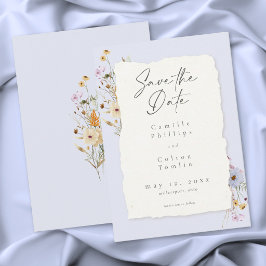 Reserva La Fecha Rustic Dusty Blue Romantic Wildflower Wedding