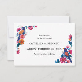 Reserva La Fecha Rustic Ethnic Folk Birds and Flowers Wedding