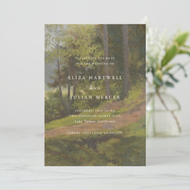 Reserva La Fecha Rustic Forest Elegant Wedding (Anverso de pie)