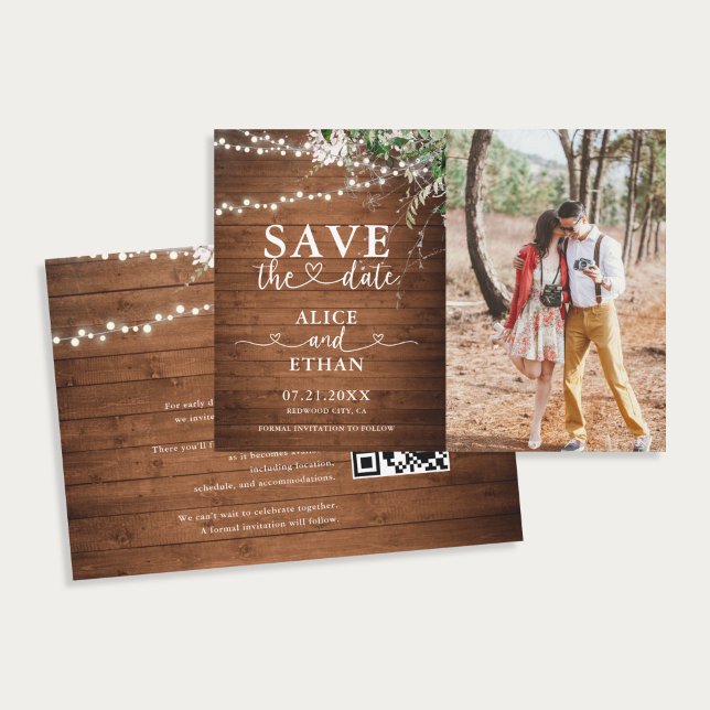 Reserva La Fecha Rustic Greenery Heart Photo Save The Date (Subido por el creador)