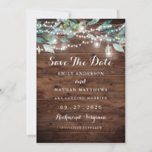 Rustic Leaf String ilumina Wood Save The Date