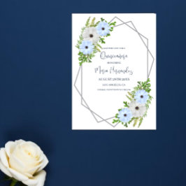 Reserva La Fecha Rustic Light Blue and White Floral Quinceañera 