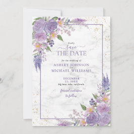 Reserva La Fecha Rustic Lilac Lavender Gold Photo Save the Date
