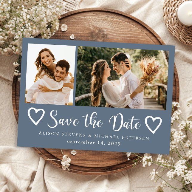 Reserva La Fecha Rustic modern 2 photo dusty blue wedding  (Subido por el creador)