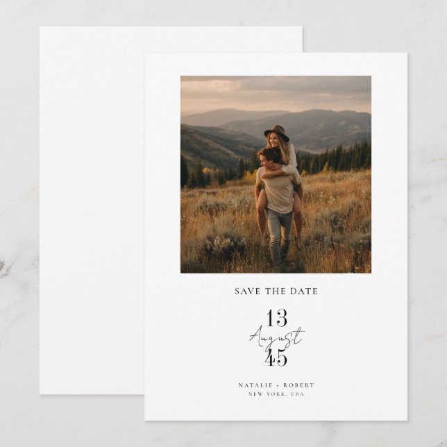 Reserva La Fecha Rustic Mountain Photo Wedding Save the Date (Anverso / Reverso)