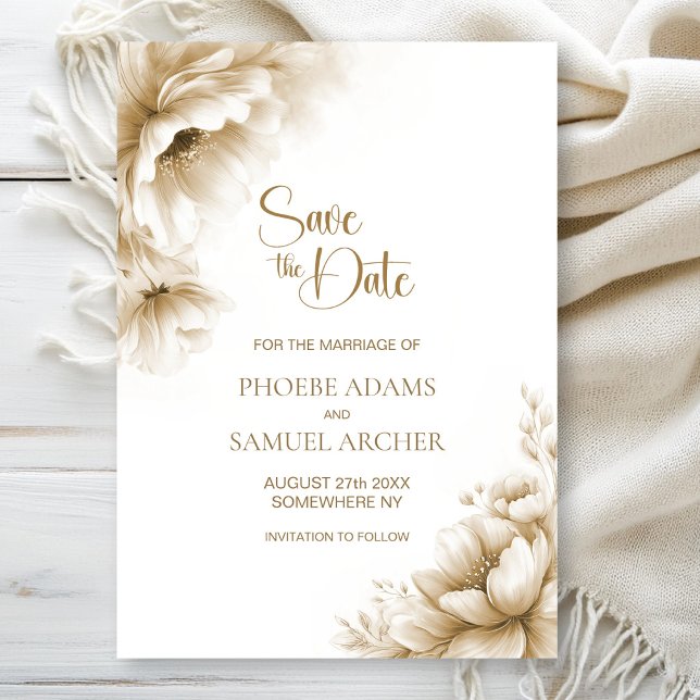 Reserva La Fecha Rustic Neutral Floral Wedding Save the Date (Subido por el creador)