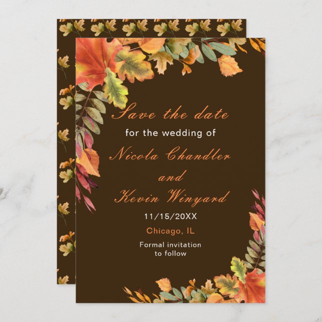 Reserva La Fecha Rustic Otoño Fall Sale de la recepción de bodas (Anverso / Reverso)