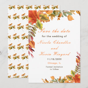 Reserva La Fecha Rustic Otoño Fall Sale de la recepción de bodas
