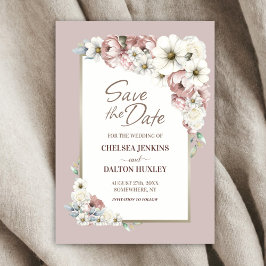 Reserva La Fecha Rustic Otoño Floral Wedding Save the Date