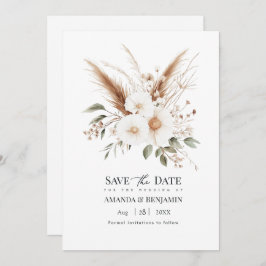 Reserva La Fecha Rustic Pampas Grass Boho Bohemian Wedding QR Code
